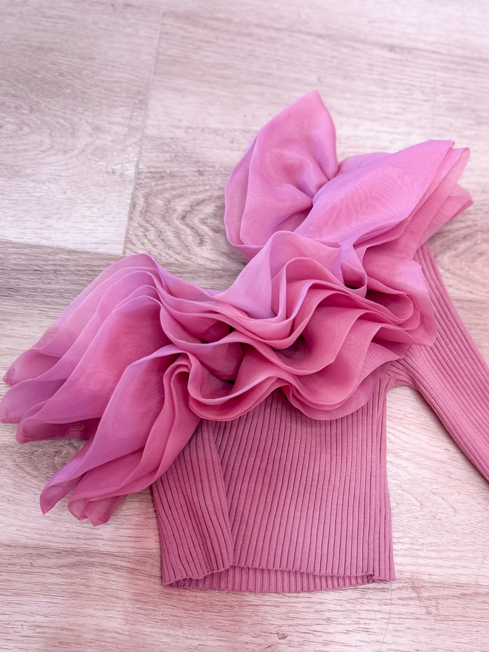 Zara Bright Pink Ribbed Knit Top
